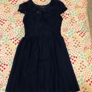 Speechless Juniors’ Navy Blue Sequined Lace Cutout-Back Dress Size 7